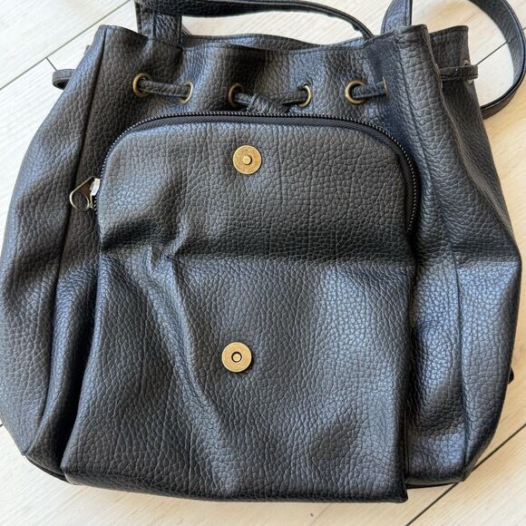 Vintage BH Smith Purse Black Leather Bucket Bag Shoulder Strap Pebble Leather - Picture 4 of 6